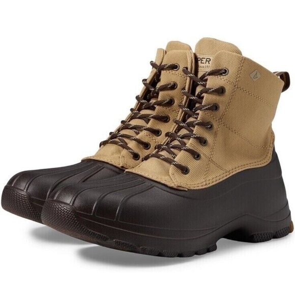 SPERRY STS24763 Beige Lightweight Round Toe Duck Boots Mens Sz 13 NEW - Picture 1 of 11